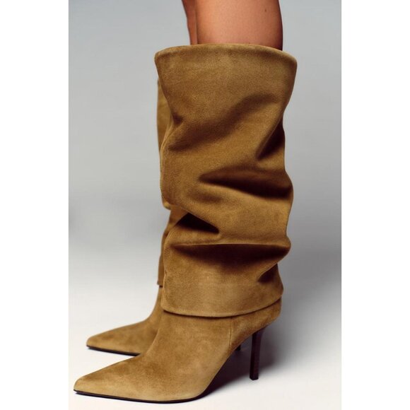 ZARA SPLIT LEATHER HEELED BOOTS - Picture 2 of 9